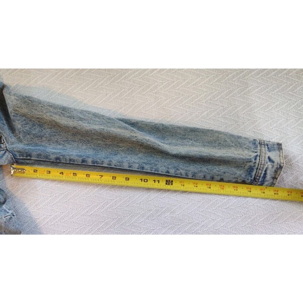 Acid Wash Distressed Denim Jacket XS – Tinseltown Teen Couture Grunge Trucker, - Picture 9 of 9